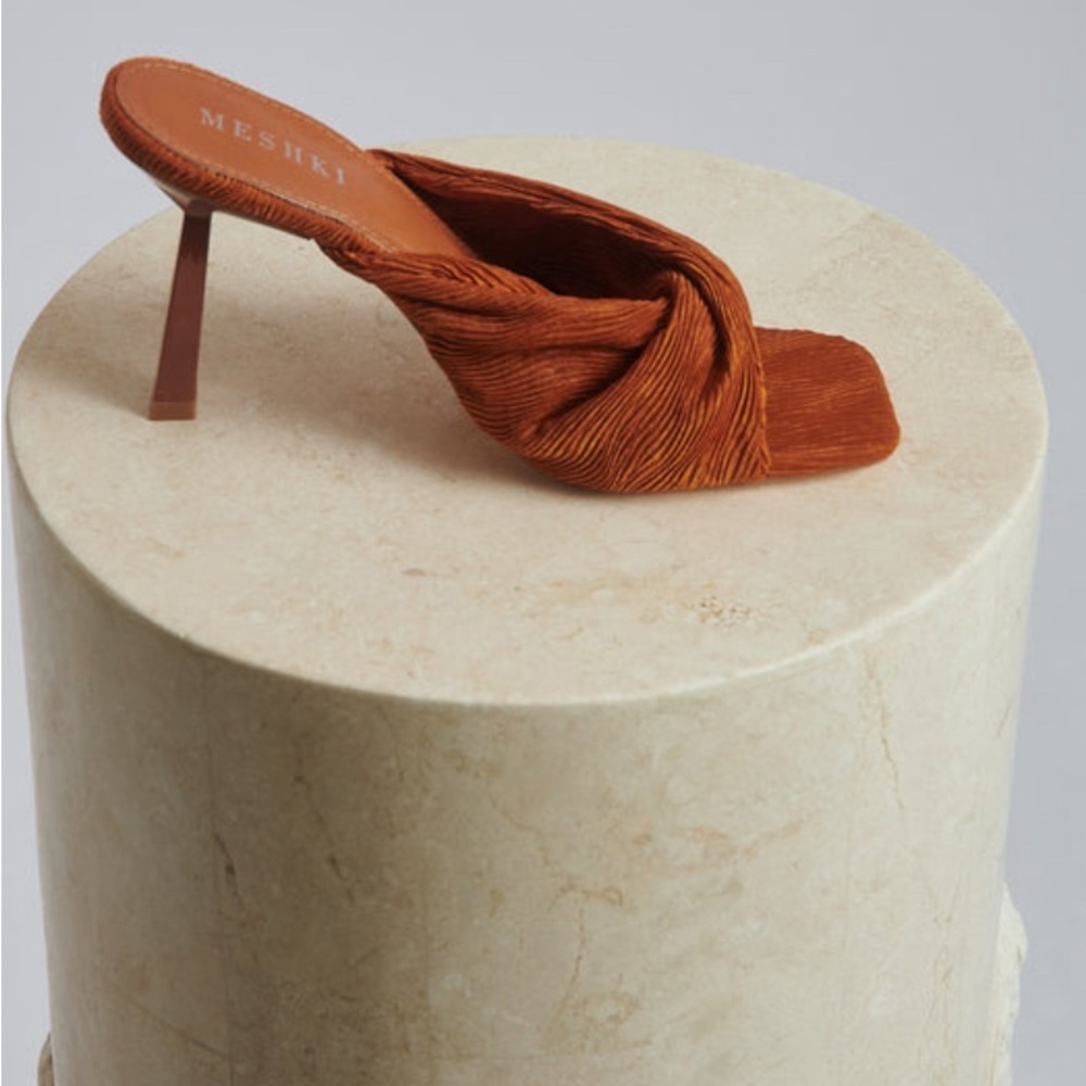Meshki textured aggie heels